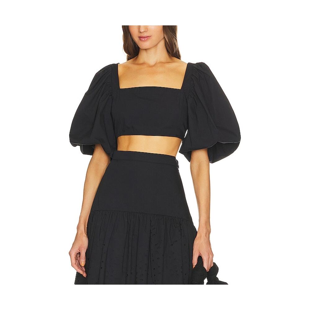 Rhode Puff Sleeve Black Tish Crop Size 2 Top